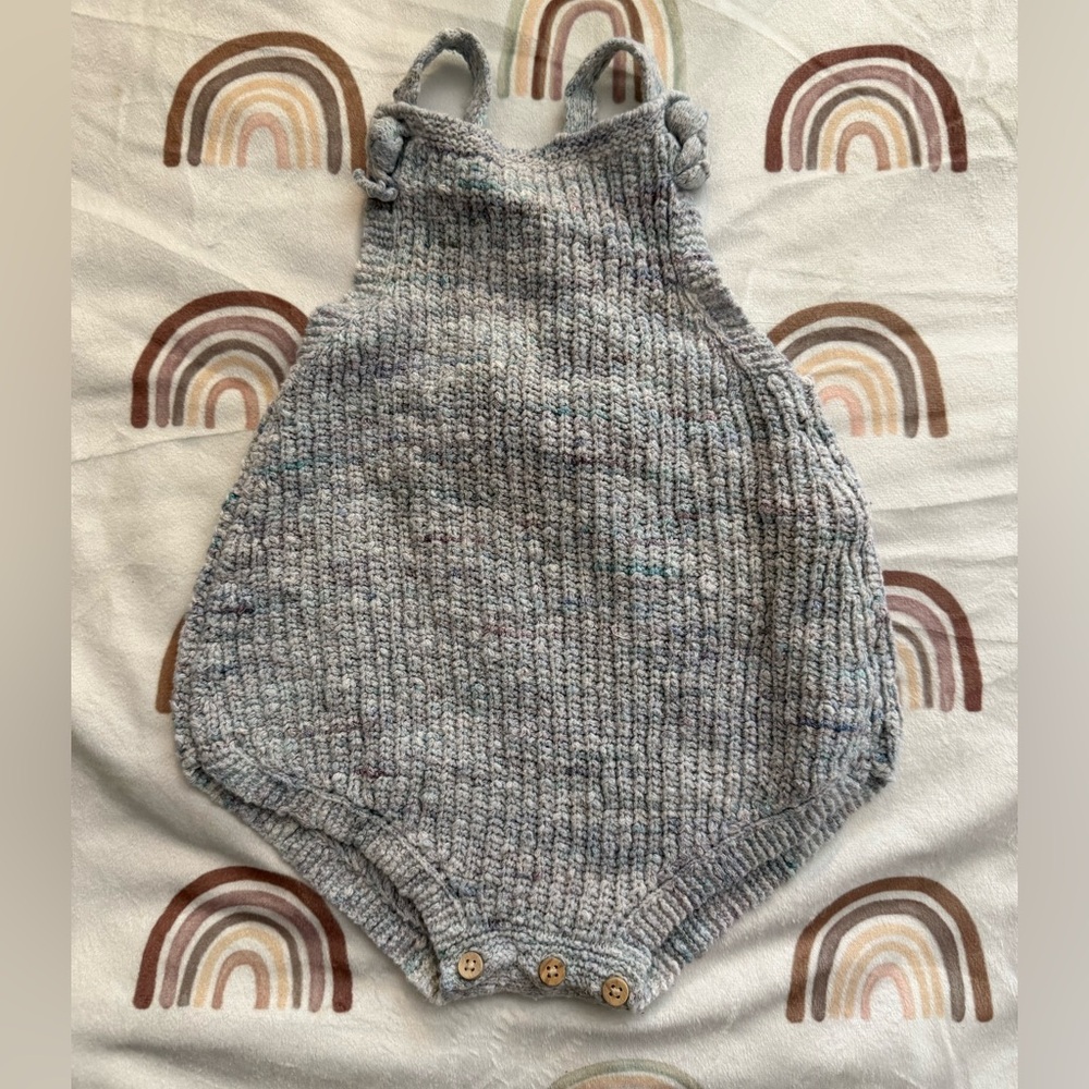 Zara Speckled Light Gray Knit Baby Romper